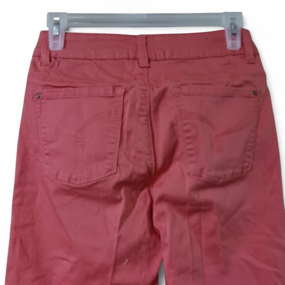 Retro Y2K Santana Jeans Neon Coral Crop Pants | Size 6 | High Rise Stretch Fit - Picture 5 of 10